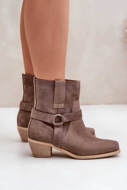 Aulinukai Z Naturalnego Zamszu su kulniukais Zazoo 3444/2 rudos spalvos