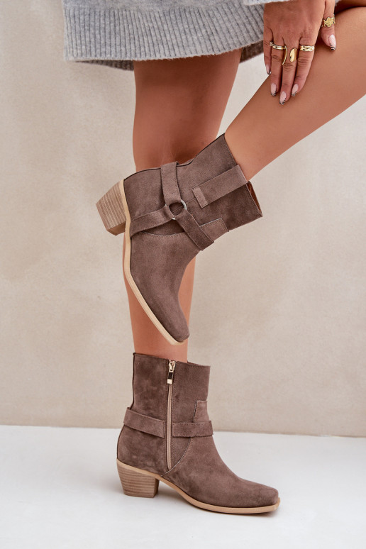 Aulinukai Z Naturalnego Zamszu su kulniukais Zazoo 3444/2 rudos spalvos