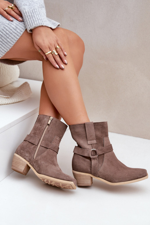 Aulinukai Z Naturalnego Zamszu su kulniukais Zazoo 3444/2 rudos spalvos