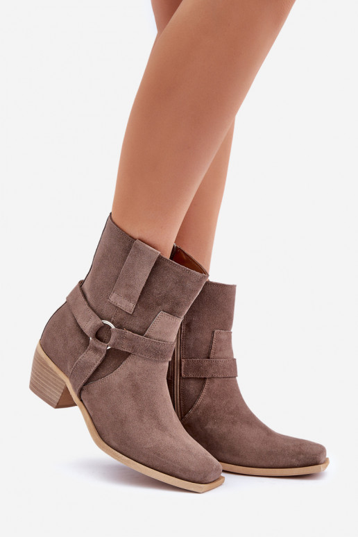 Aulinukai Z Naturalnego Zamszu su kulniukais Zazoo 3444/2 rudos spalvos