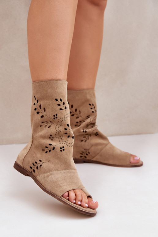 Zazoo 3437  Zomšinės basutės su auliuku  smėlio spalvos