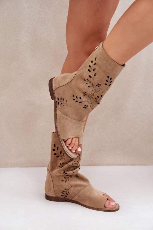 Zazoo 3437  Zomšinės basutės su auliuku  smėlio spalvos