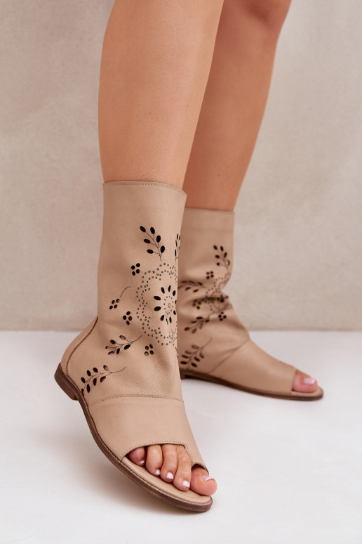 Zazoo 3437  Moteriškos basutės su auliuku  smėlio spalvos