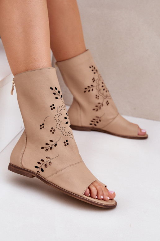 Zazoo 3437  Moteriškos basutės su auliuku  smėlio spalvos