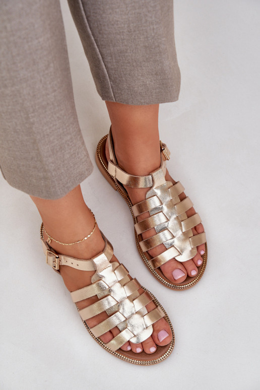 Moteriškos basutės su plačiais kulniukais Zazoo 3686 aukso spalvos