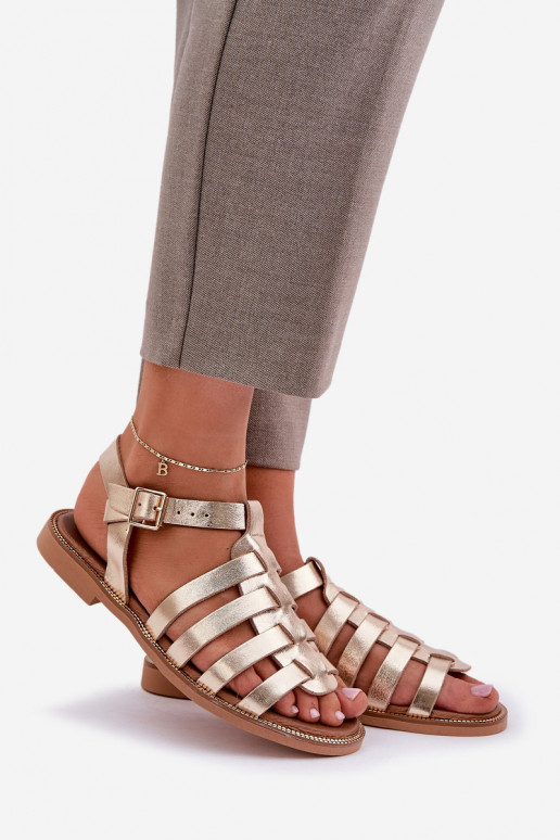 Moteriškos basutės su plačiais kulniukais Zazoo 3686 aukso spalvos