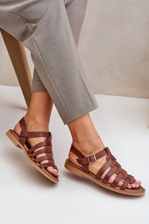 Moteriškos basutės su plačiais kulniukais Zazoo 3686 rudos spalvos