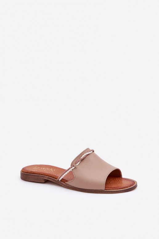 Odinės šlepetės LeĮskis Shoes 3047 smėlio spalvos