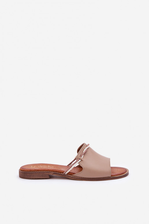 Odinės šlepetės LeĮskis Shoes 3047 smėlio spalvos