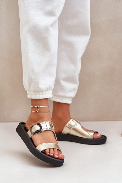 Šlepetės  su platforma Zazoo 3024 aukso spalvos