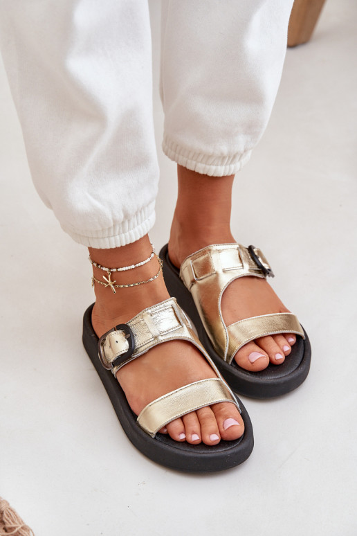 Šlepetės  su platforma Zazoo 3024 aukso spalvos