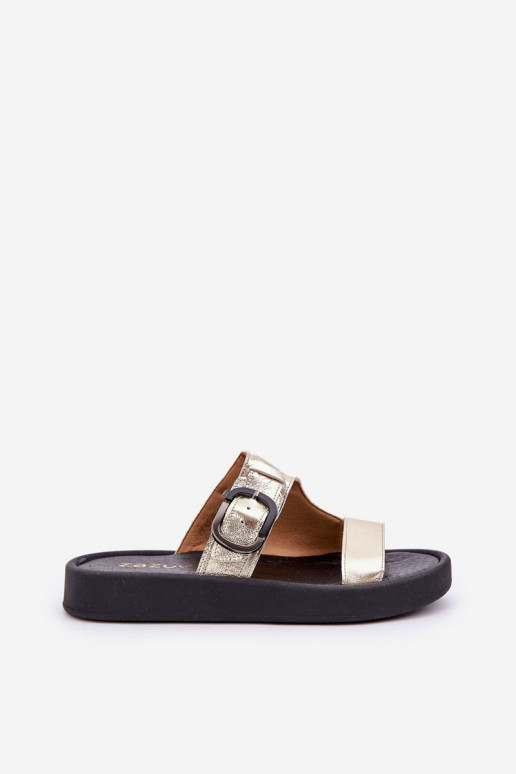 Šlepetės  su platforma Zazoo 3024 aukso spalvos