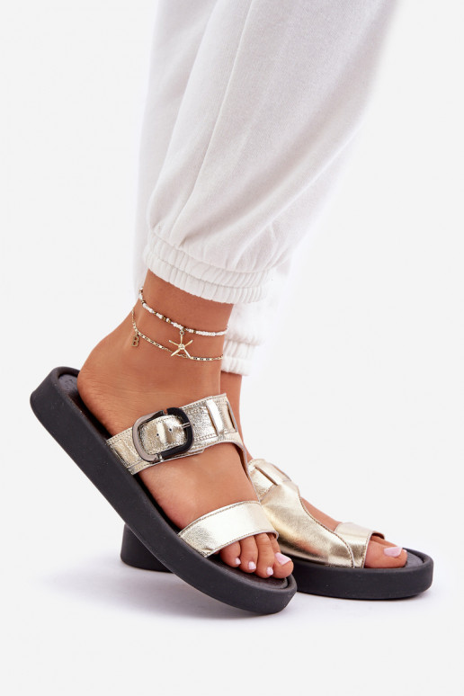 Šlepetės  su platforma Zazoo 3024 aukso spalvos