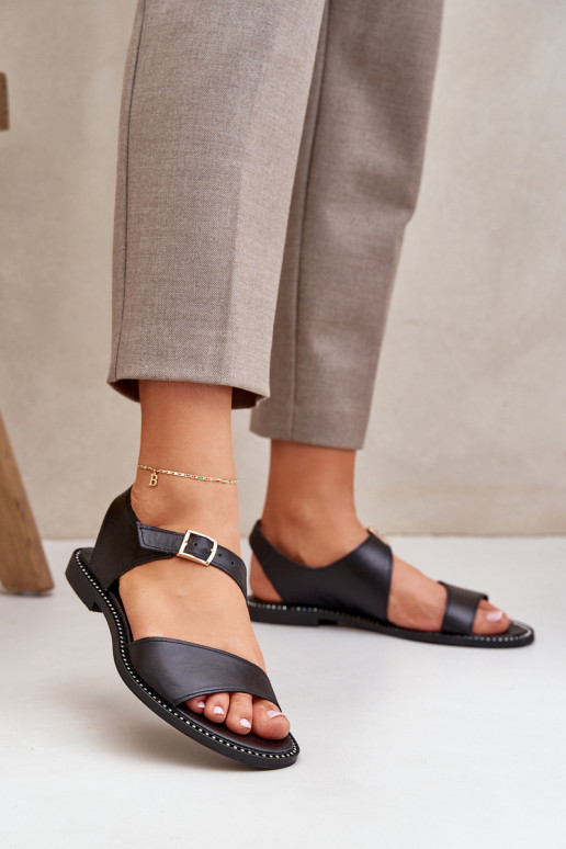   Lygiapadės basutės moterims Zazoo 3014 Juodos spalvos