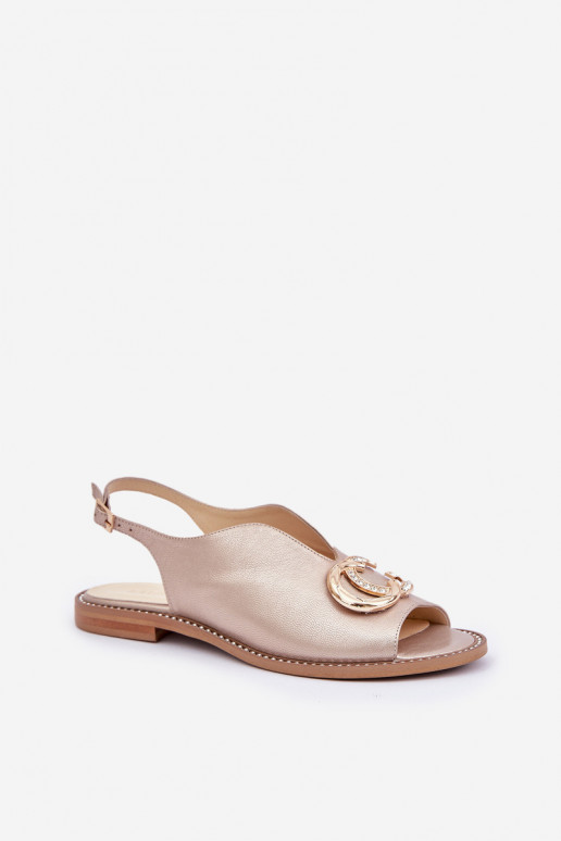 Moteriškos basutės su plačiais kulniukais su ornamentais Laura Messi 2865 aukso spalvos