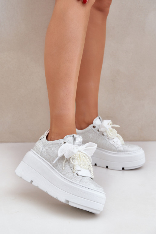    modelio batai su platforma CheBello 4658 sidabro spalvos