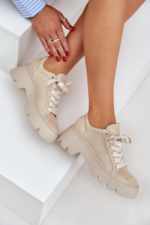  modelio batai sportiniai bateliai su platforma CheBello 4632 aukso spalvos