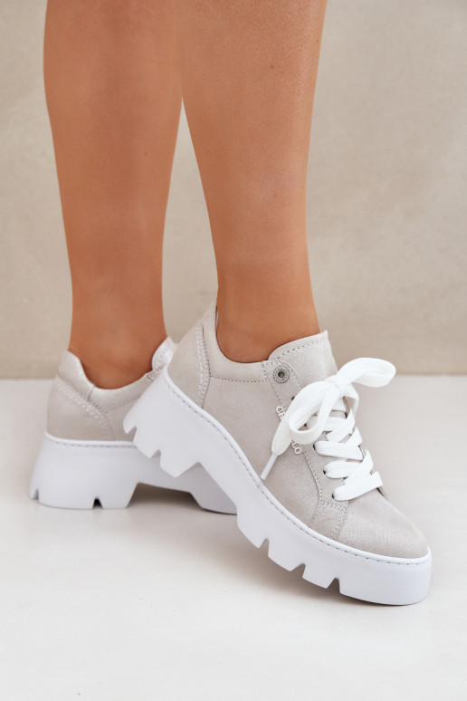  modelio batai sportiniai bateliai su platforma CheBello 4632 sidabro spalvos