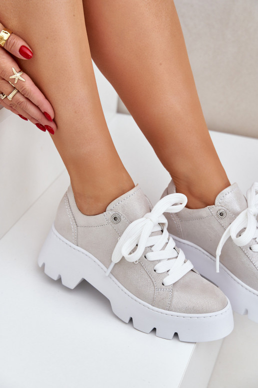  modelio batai sportiniai bateliai su platforma CheBello 4632 sidabro spalvos