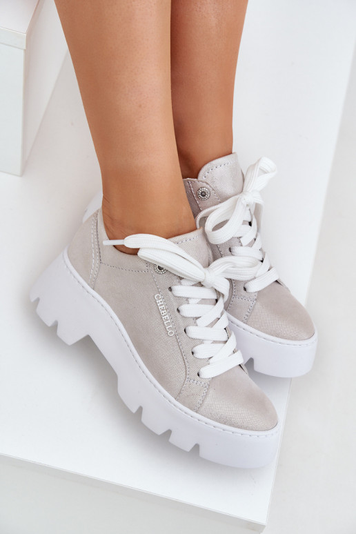  modelio batai sportiniai bateliai su platforma CheBello 4632 sidabro spalvos