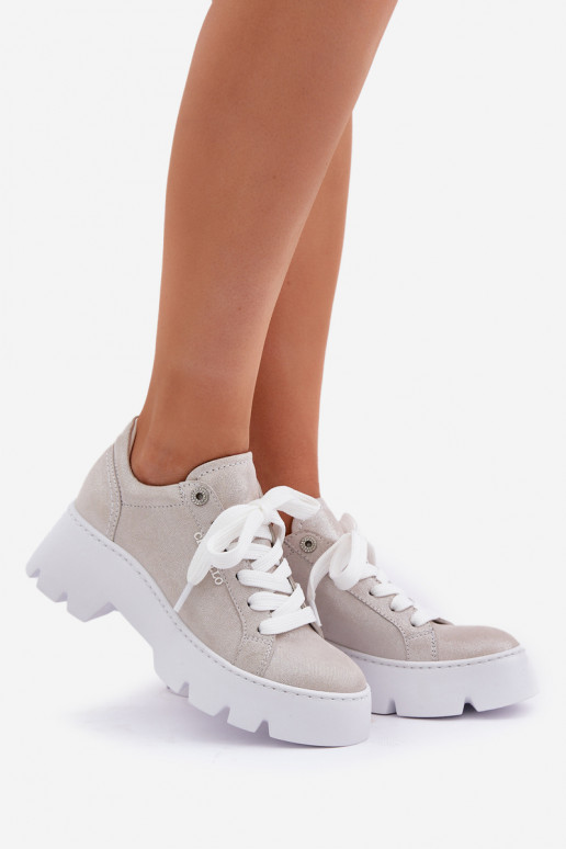  modelio batai sportiniai bateliai su platforma CheBello 4632 sidabro spalvos