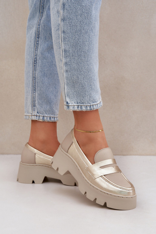   Moteriški mokasinai paaukšintu padu  Zazoo 20191 aukso spalvos