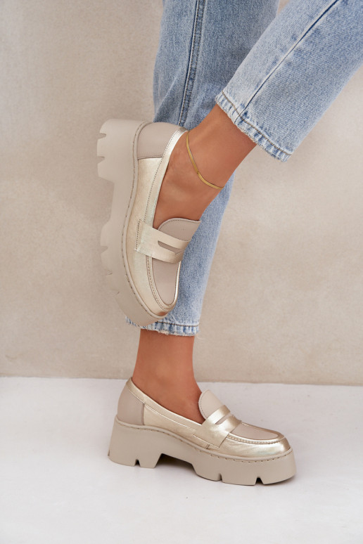   Moteriški mokasinai paaukšintu padu  Zazoo 20191 aukso spalvos