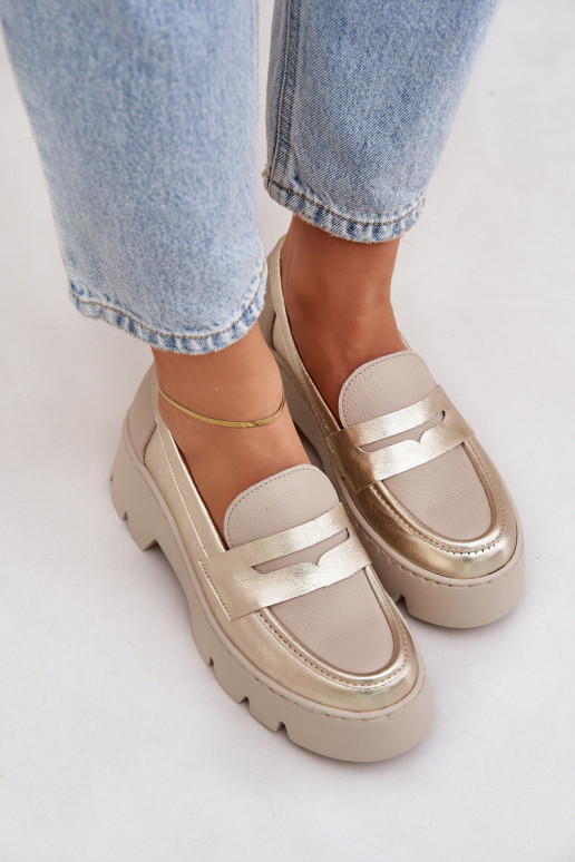   Moteriški mokasinai paaukšintu padu  Zazoo 20191 aukso spalvos