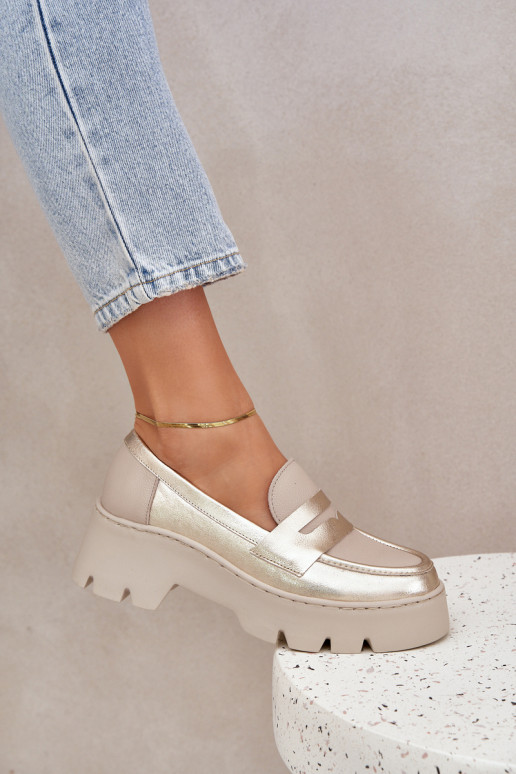   Moteriški mokasinai paaukšintu padu  Zazoo 20191 aukso spalvos