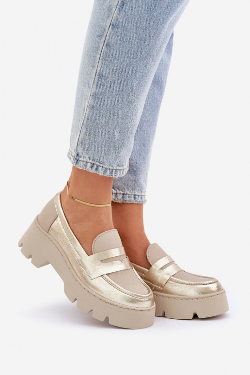   Moteriški mokasinai paaukšintu padu  Zazoo 20191 aukso spalvos