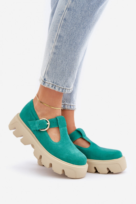 iš zomšos batai su sagtimis Zazoo 20183 žalios spalvos