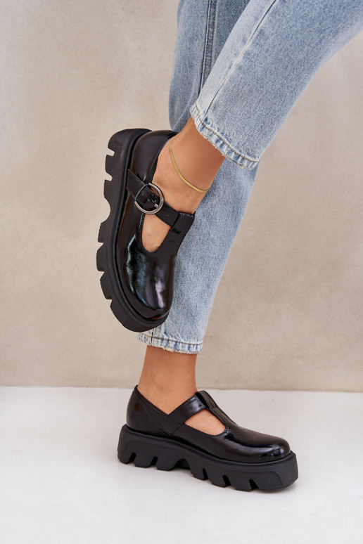 su lako efektu   batai su sagtimis Zazoo 20183 Juodos spalvos