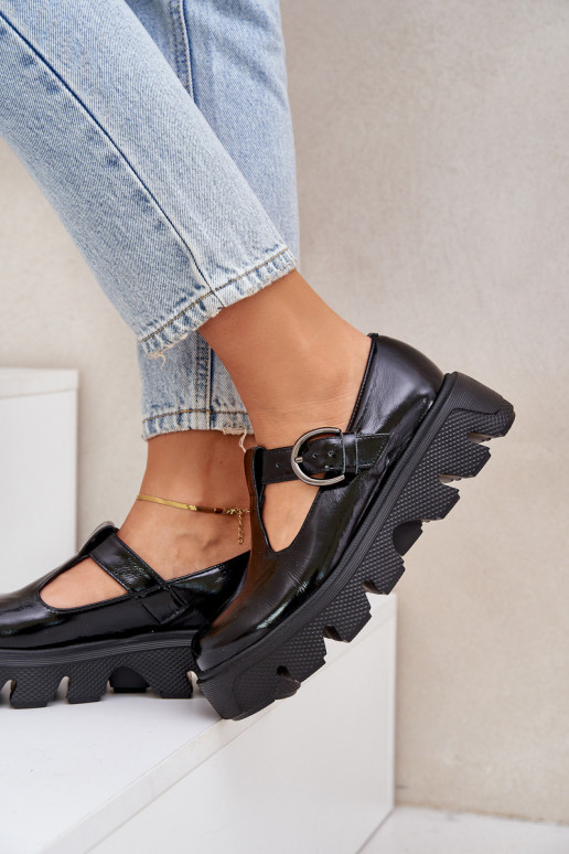 su lako efektu   batai su sagtimis Zazoo 20183 Juodos spalvos