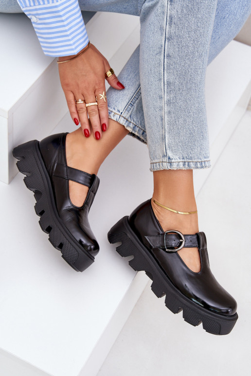 su lako efektu   batai su sagtimis Zazoo 20183 Juodos spalvos