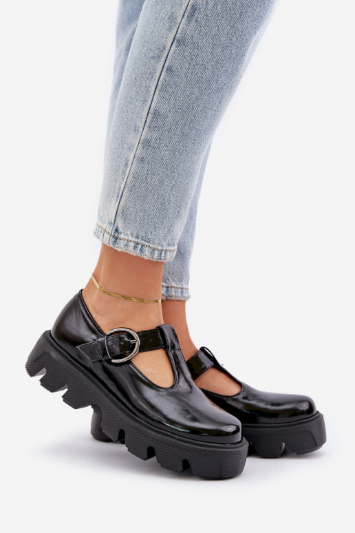 su lako efektu   batai su sagtimis Zazoo 20183 Juodos spalvos