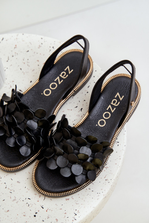 Moteriškos basutės su plačiais kulniukais Zazoo 40425 Juodos spalvos