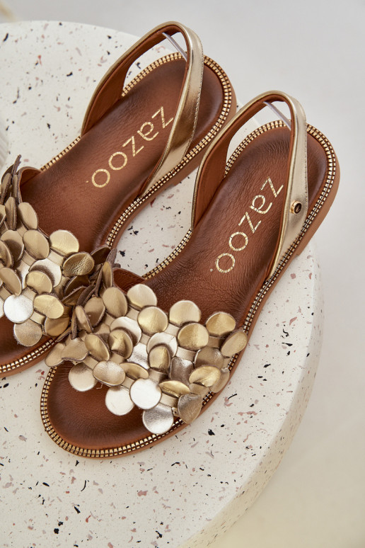 Moteriškos basutės su plačiais kulniukais Zazoo 40425 aukso spalvos