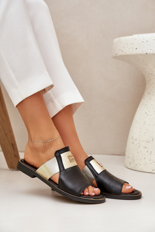 Elegantiško stiliaus Šlepetės  su plačiais kulniukais Zazoo 40423 Juodos spalvos