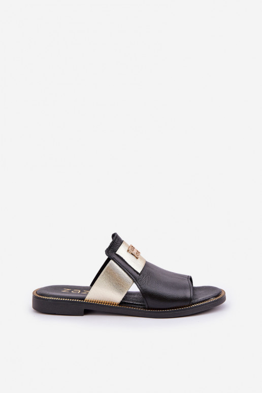 Elegantiško stiliaus Šlepetės  su plačiais kulniukais Zazoo 40423 Juodos spalvos