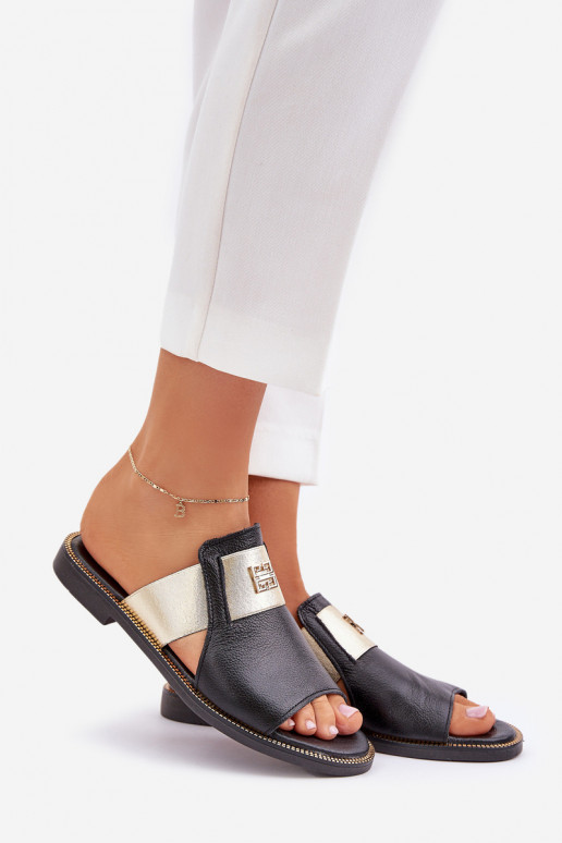 Elegantiško stiliaus Šlepetės  su plačiais kulniukais Zazoo 40423 Juodos spalvos