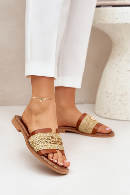 Šlepetės  Detalem I Plecionką Zazoo 40426 rudos spalvos