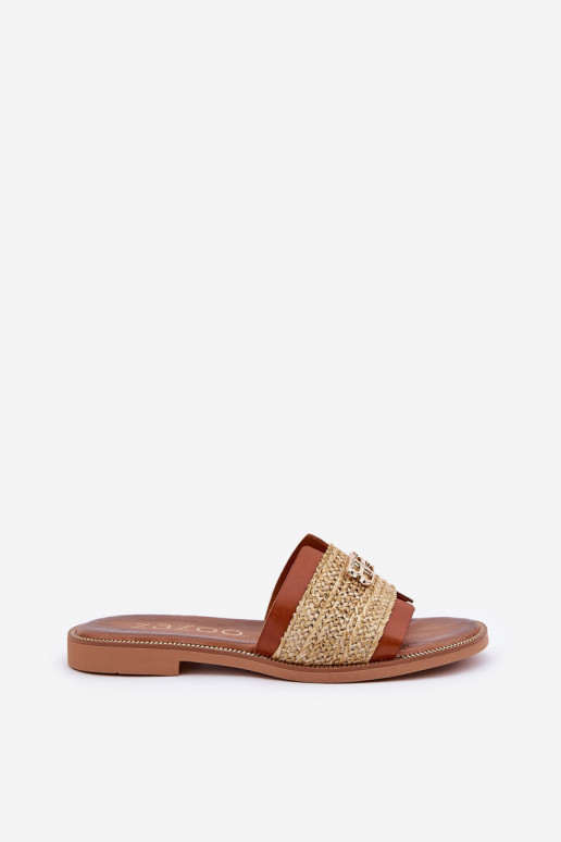 Šlepetės  Detalem I Plecionką Zazoo 40426 rudos spalvos