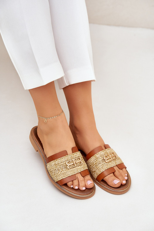 Šlepetės  Detalem I Plecionką Zazoo 40426 rudos spalvos