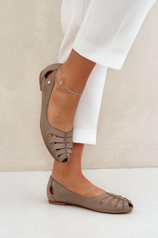 Zazoo 10009 Patogios natūralios odos balerinos  smėlio spalvos