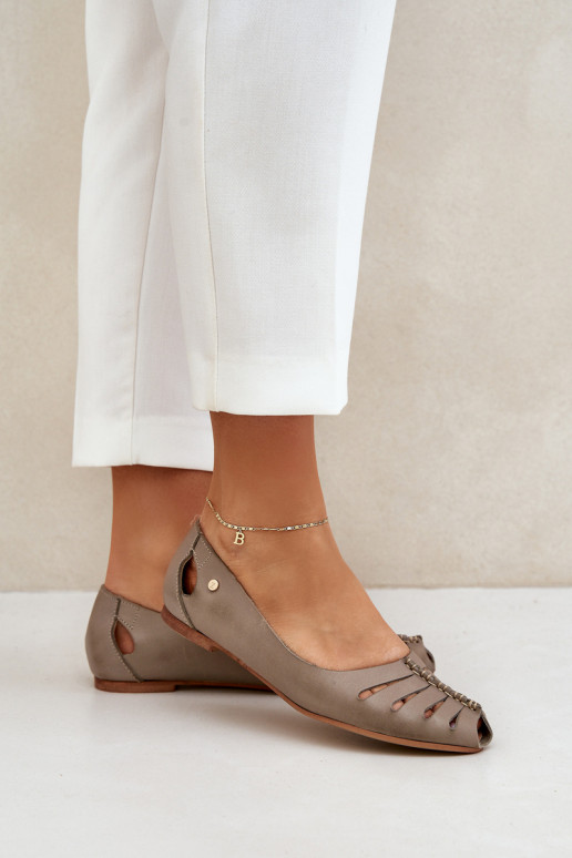 Zazoo 10009 Patogios natūralios odos balerinos  smėlio spalvos