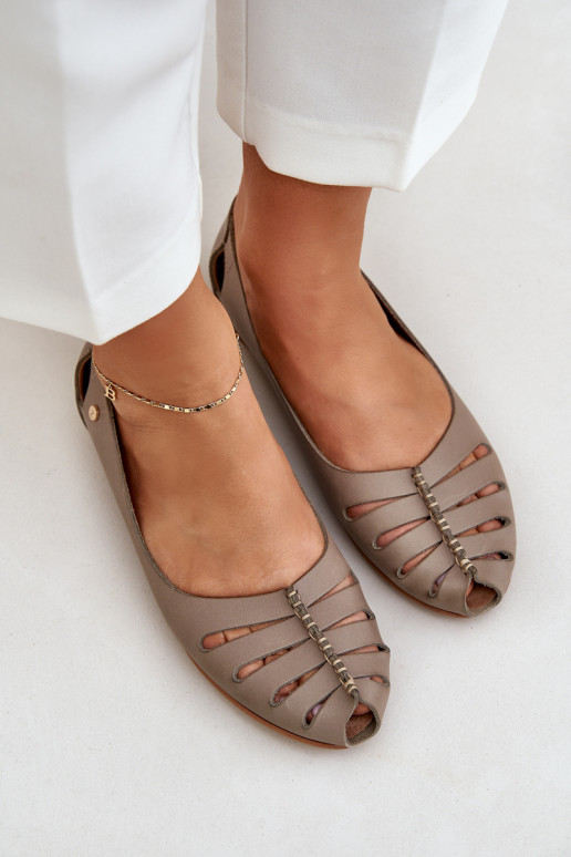 Zazoo 10009 Patogios natūralios odos balerinos  smėlio spalvos