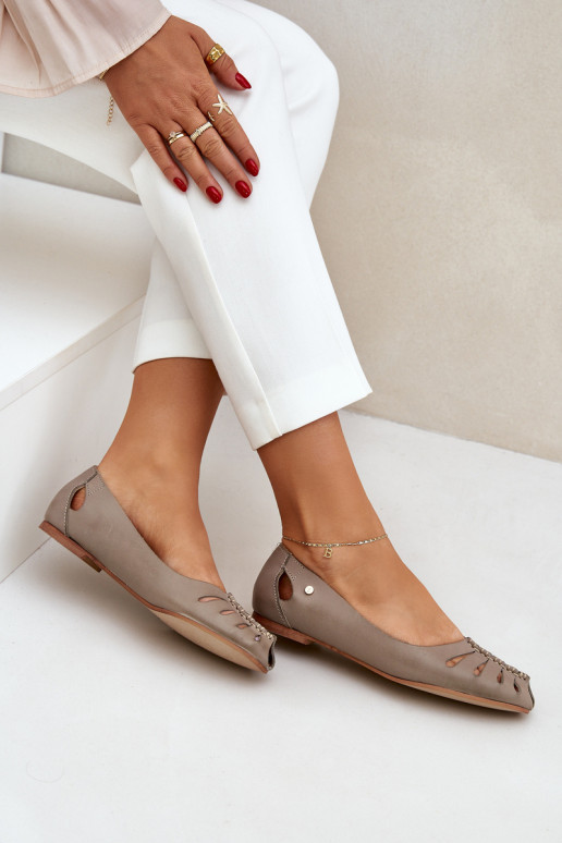 Zazoo 10009 Patogios natūralios odos balerinos  smėlio spalvos