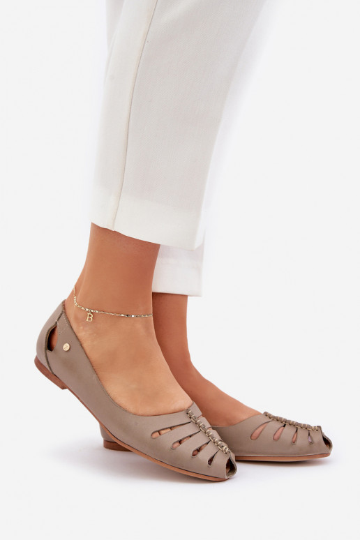 Zazoo 10009 Patogios natūralios odos balerinos  smėlio spalvos