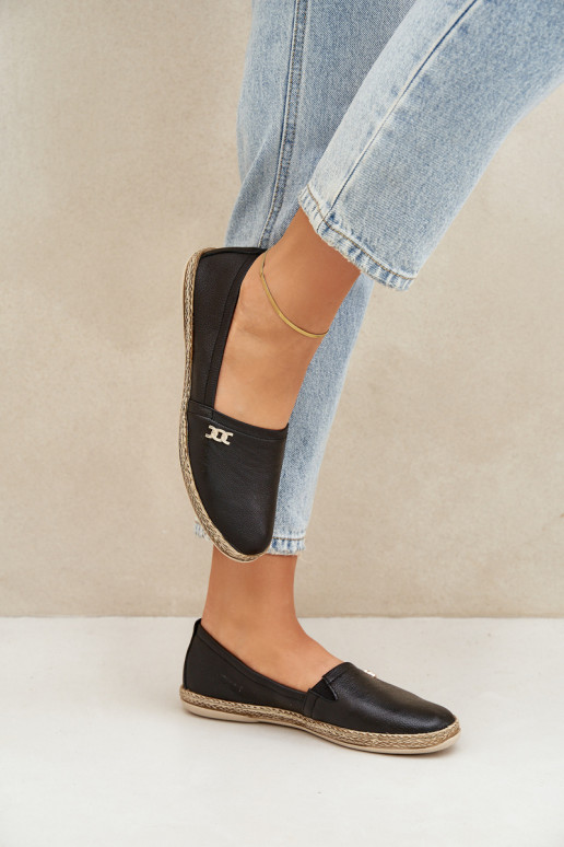 Elegantiško stiliaus Odinės espadrilės  Zazoo 10177 Juodos spalvos