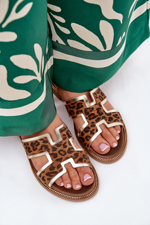   lygiapadžiai Šlepetės su leopardo kailio raštais Zazoo 40383 rudos spalvos